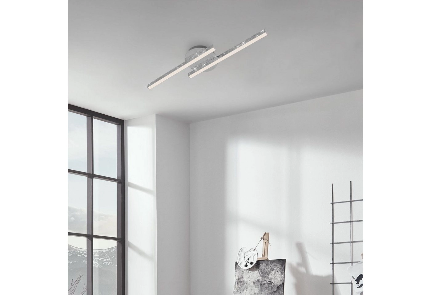 LED Deckenleuchte, 60 cm, 10,5 W, 1400 lm, Chrom