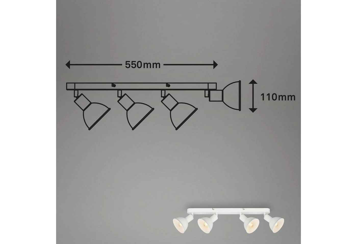 Spotleuchte, Ø19 cm, 4x E14, weiß