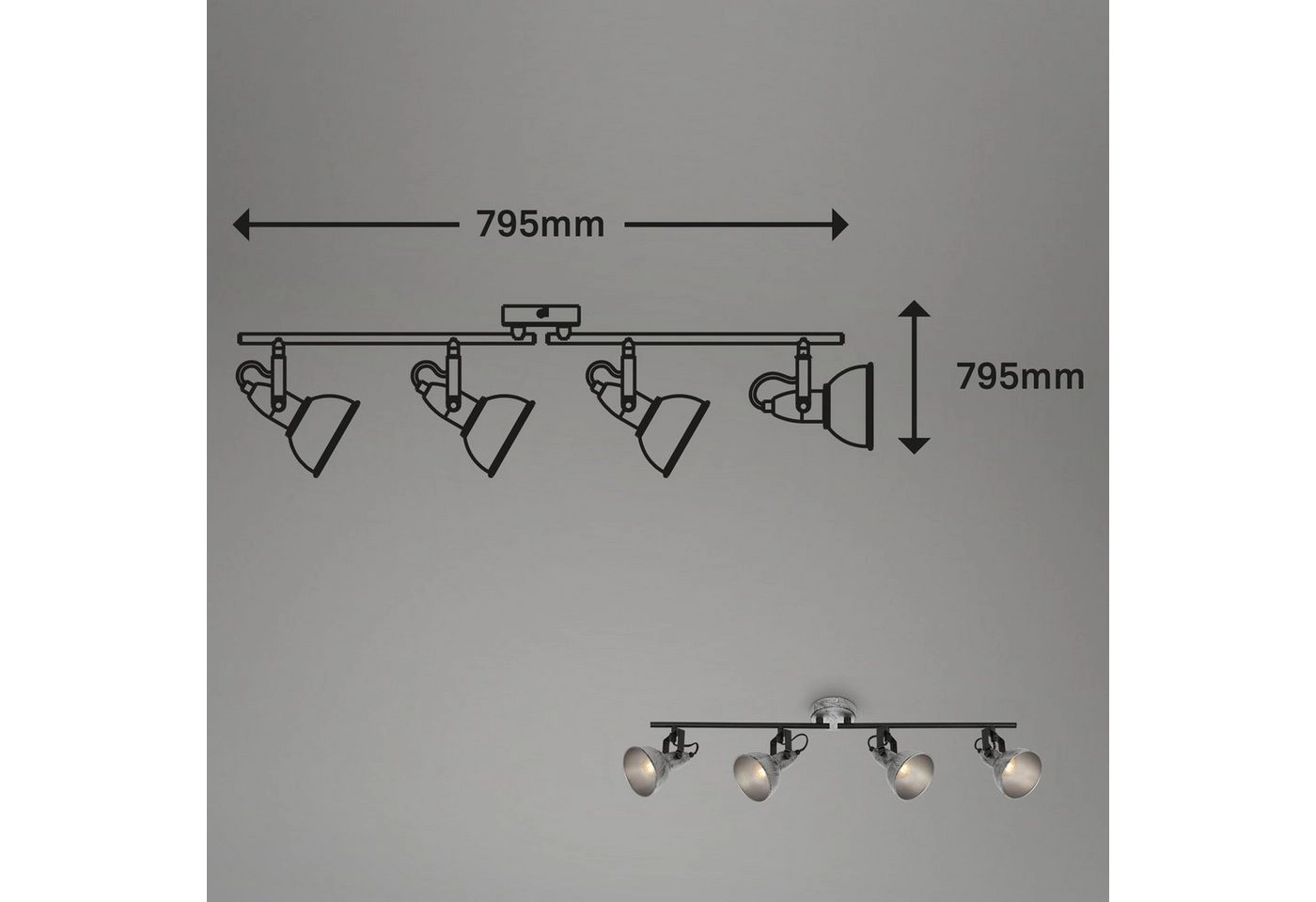 Deckenleuchte, 19 cm, 4x E14, 0