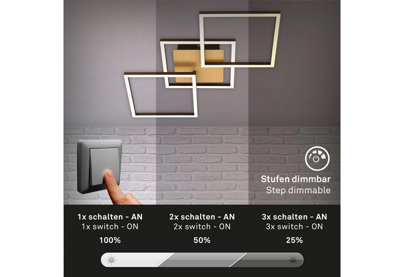 LED Deckenleuchte, 76,3 cm, LED-Platine, 30 W, 1300 lm, Chrom