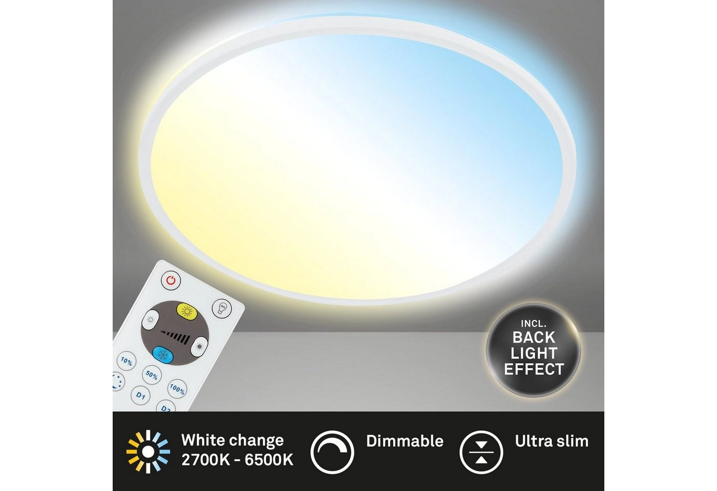 SLIM CCT LED Panel, Ø 42 cm, 22 W, Weiß