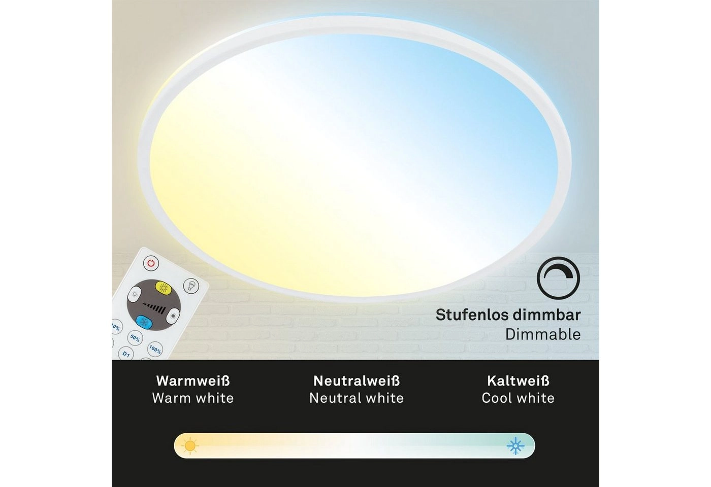 SLIM CCT LED Panel, Ø 42 cm, 22 W, Weiß