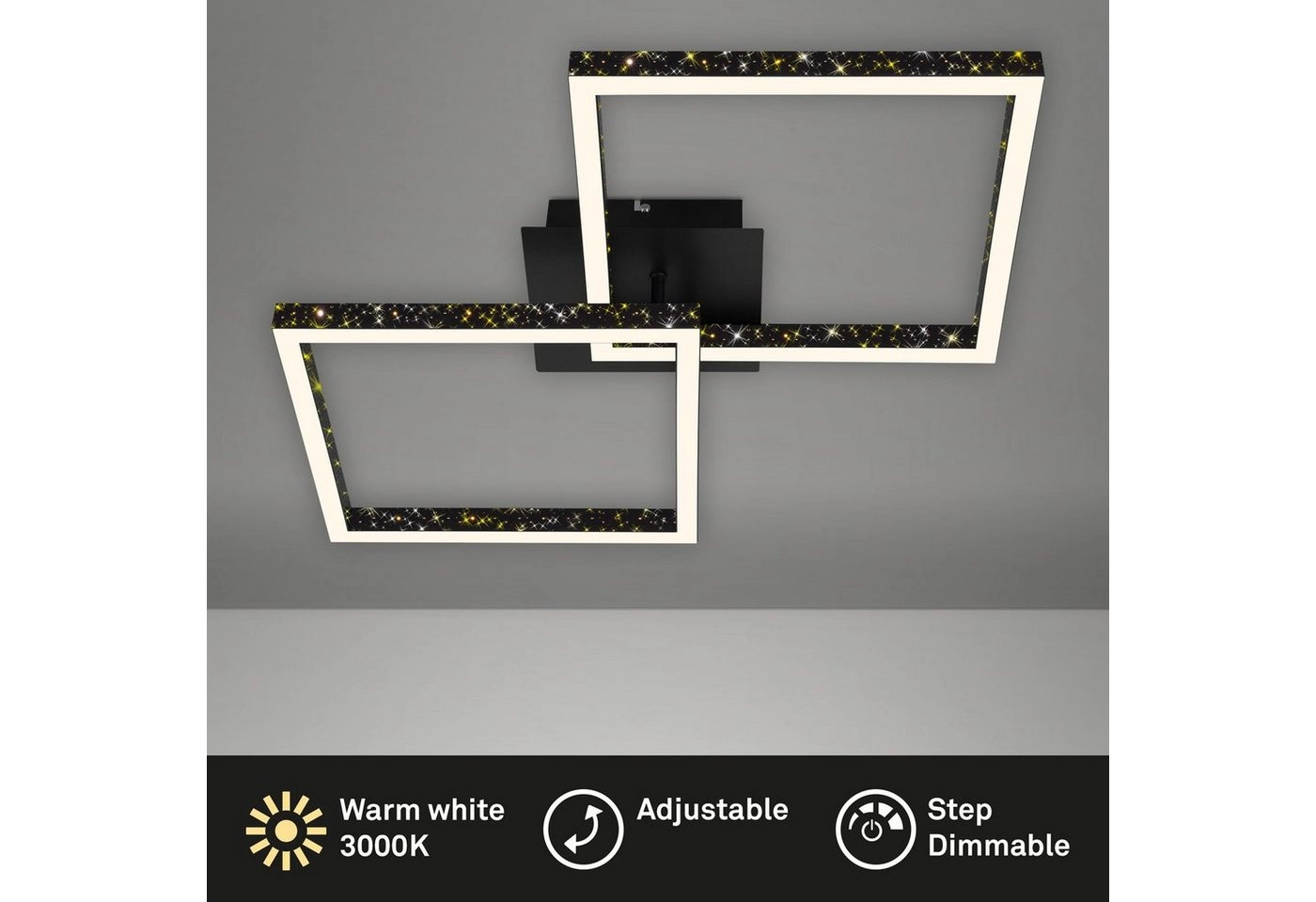 LED Deckenleuchte, 52 cm, LED-Platine  20 W, 2000 lm, schwarz