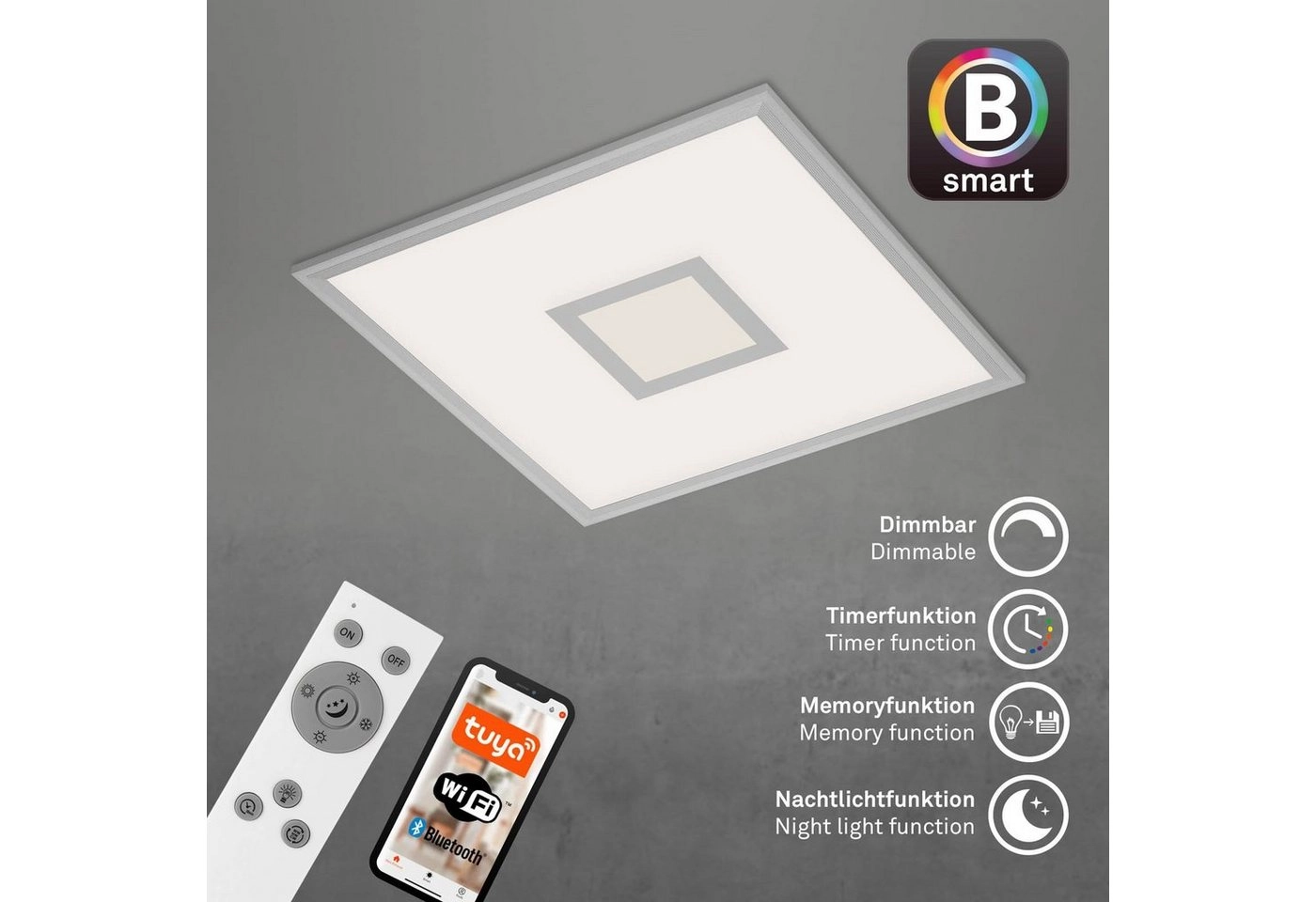 CCT LED Panel, RGB Centerlight, 44,5 cm, 24 W, 2400 lm, Silber