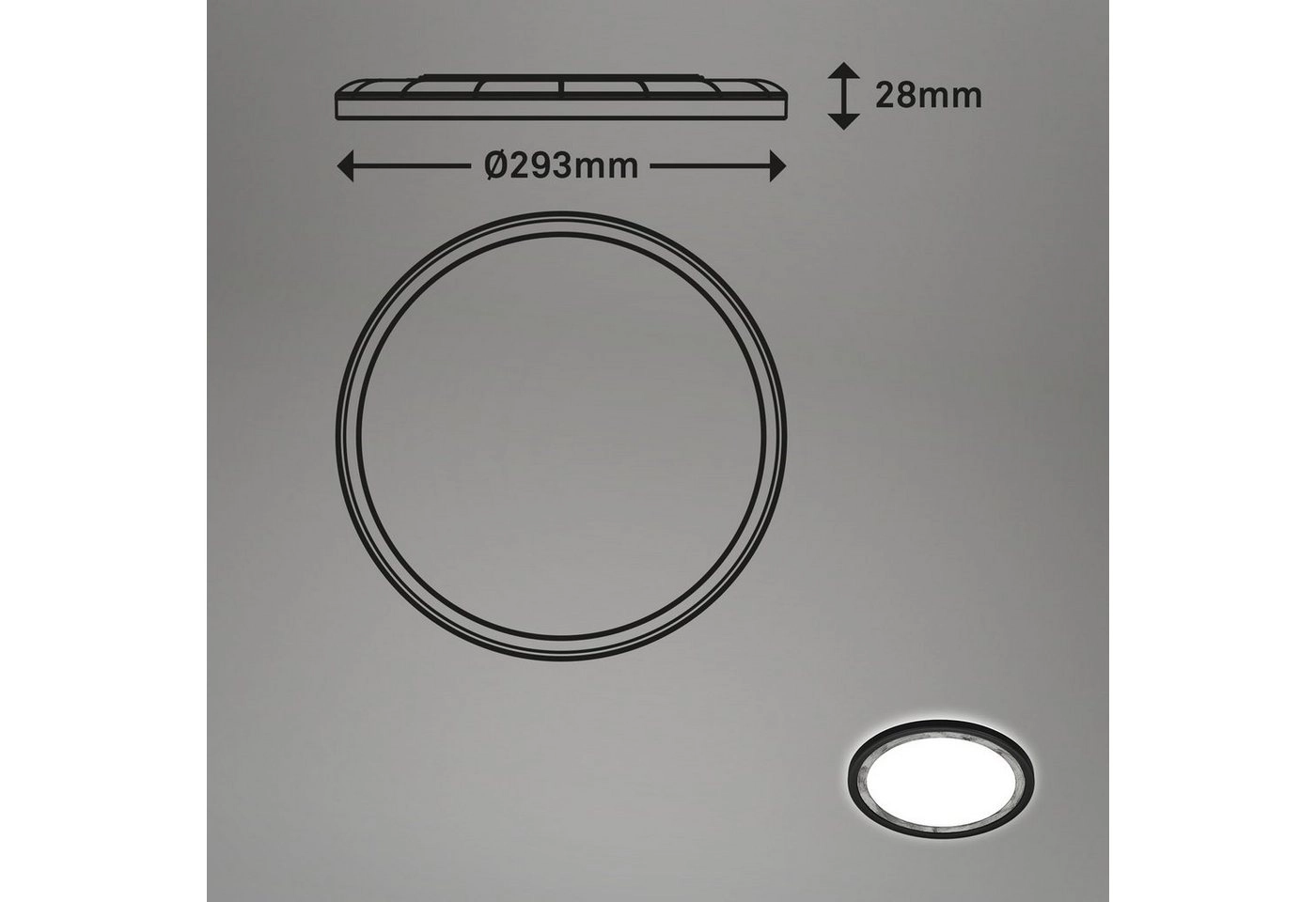 Ultraflaches LED Panel mit LED Backlight, Ø29,3 cm, 1x LED, 18 W, 2400 lm, schwarz-silber