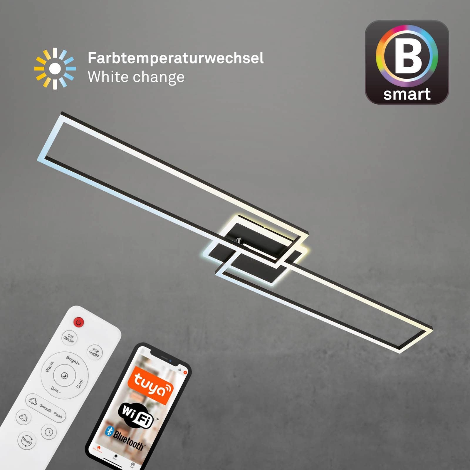 LED Deckenleuchte, 110 cm, 40 W, 5200 lm, Schwarz