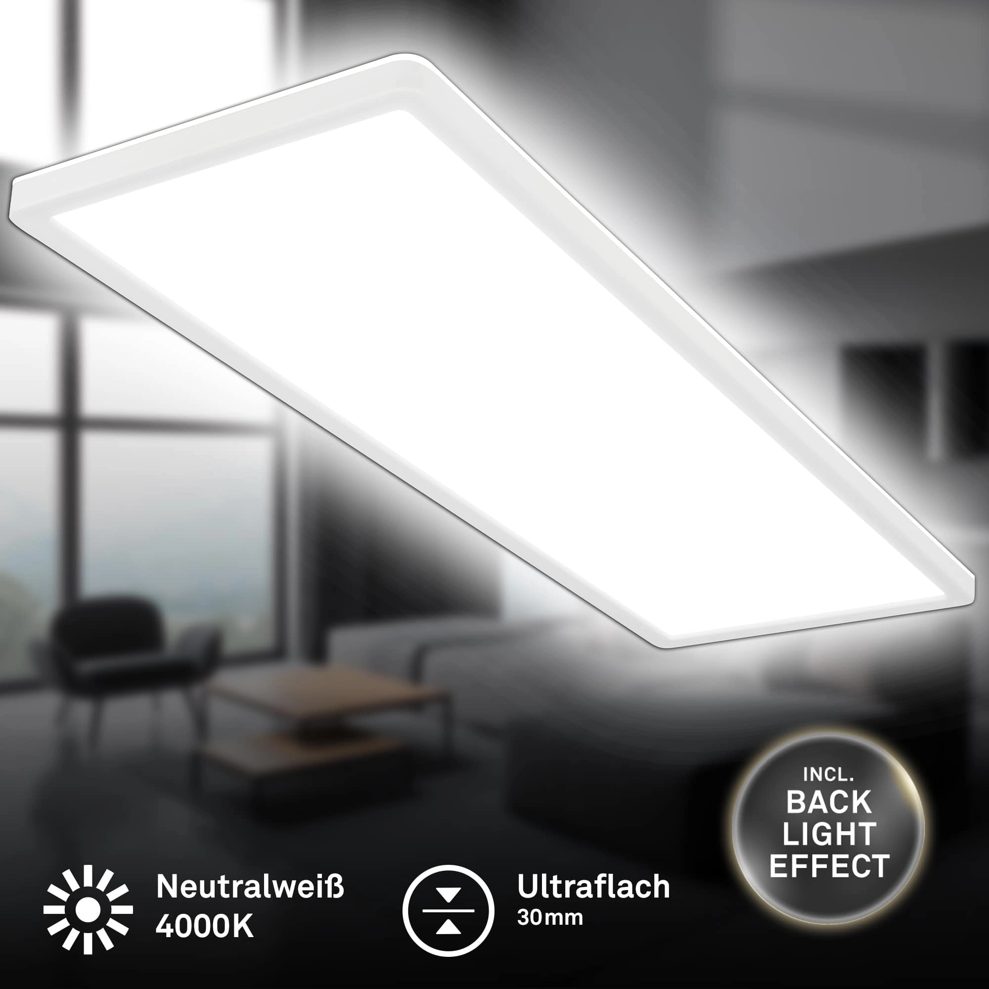 Ultraflaches LED Panel mit LED Backlight, 42 cm, 1x LED, 22 W, 3000 lm, weiß