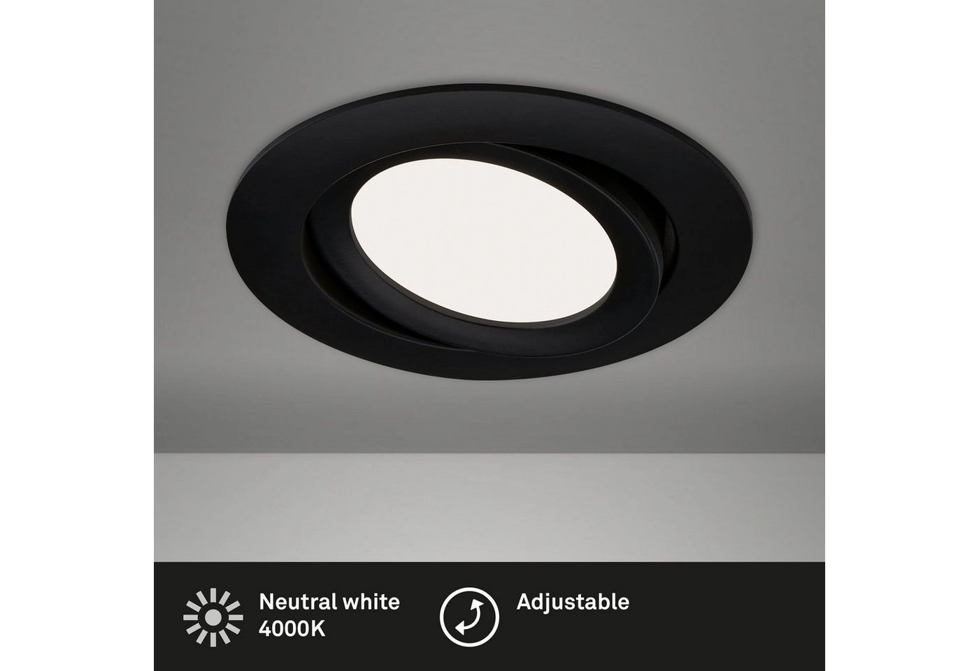 LED Einbauleuchte, Ø 10,6 cm, LED-Modul, 7W, 600 lm, schwarz