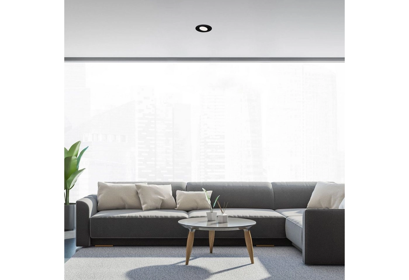LED Einbauleuchte, Ø 10,6 cm, LED-Modul, 7W, 600 lm, schwarz