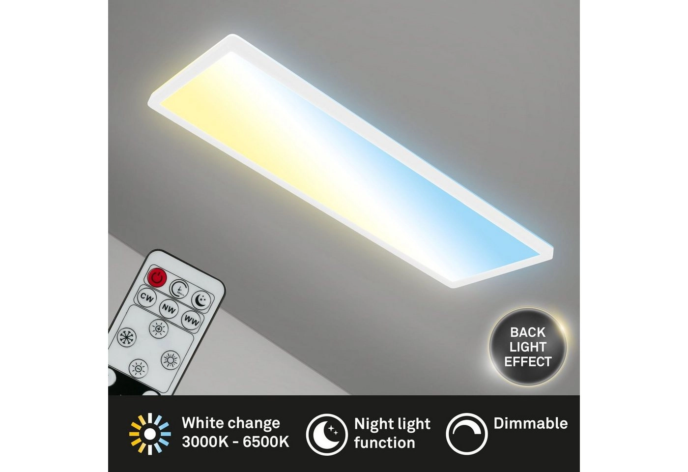 Ultraflaches CCT LED Panel, 29,3 cm, 1x LED, 23 W, 3000 lm, weiß