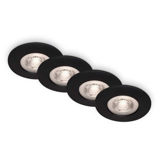 LED Einbauleuchten, Ø9 cm, 4x LED, 4,9 W, 480 lm, matt-schwarz