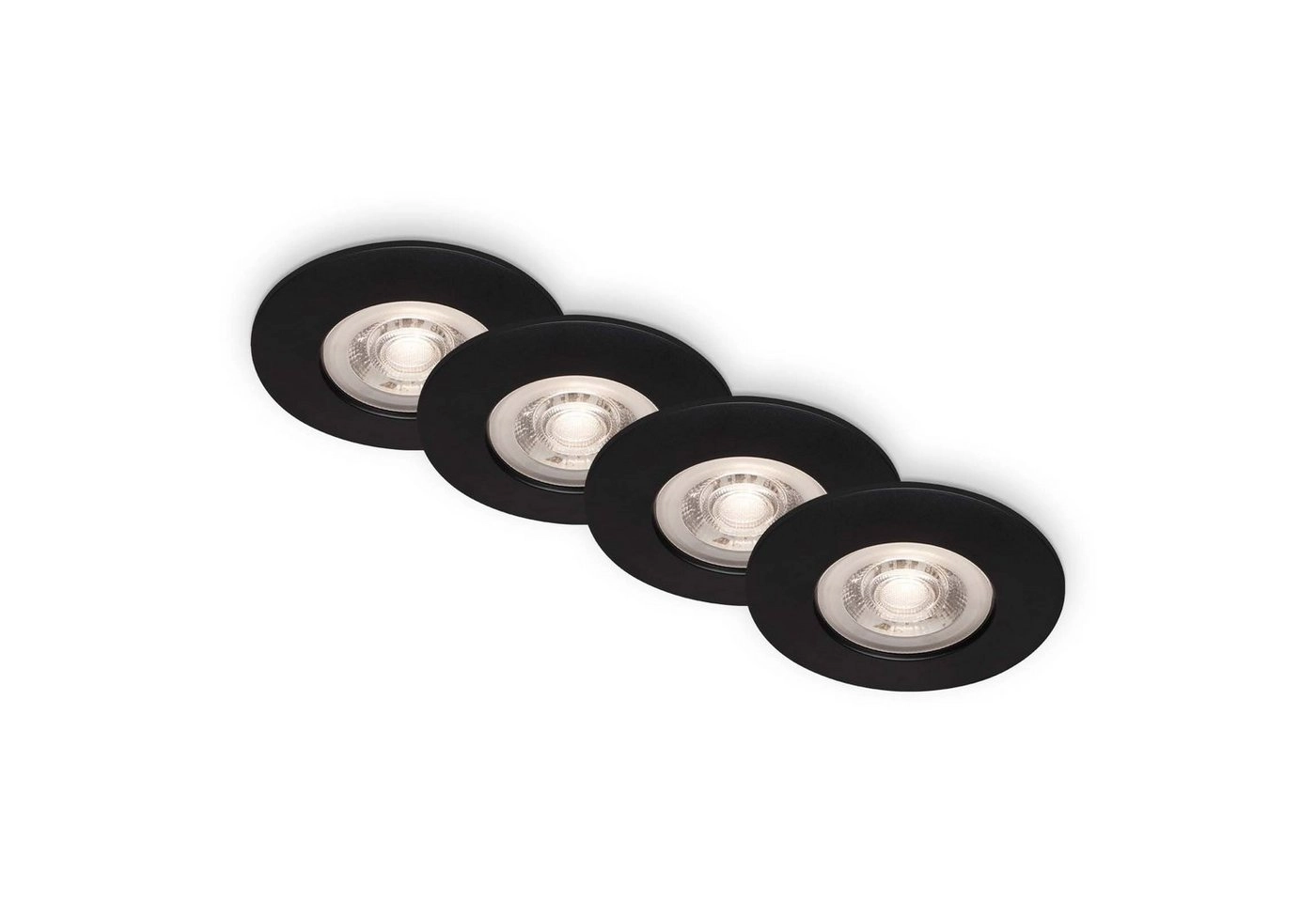 LED Einbauleuchten, Ø9 cm, 4x LED, 4,9 W, 480 lm, matt-schwarz