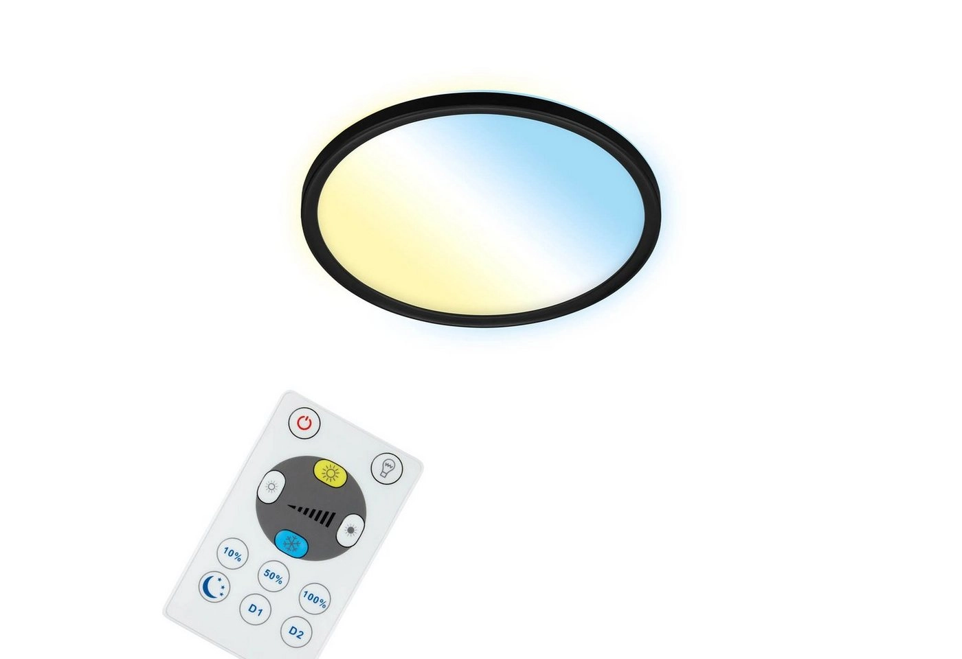 CCT LED Panel, Ø 29,3 cm, 18 W, 2400 lm, Schwarz