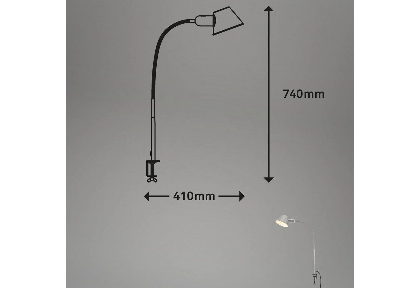 Klemmleuchte, Ø14 cm, 1x E27, chrom-matt