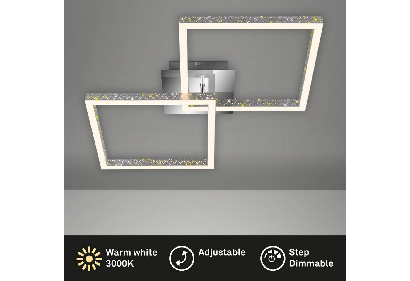 LED Deckenleuchte, 52 cm, LED-Platine  20 W, 2000 lm, alu-chrom