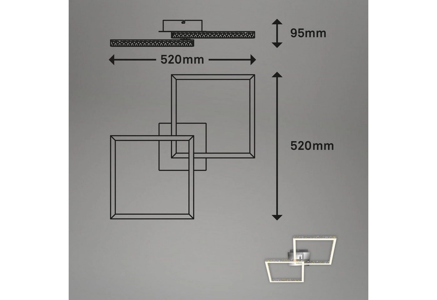 LED Deckenleuchte, 52 cm, LED-Platine  20 W, 2000 lm, alu-chrom