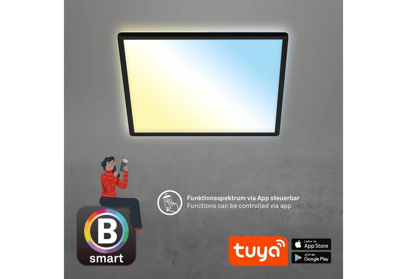 CCT LED Panel, 42 cm, 22 W, 3000 lm, Schwarz