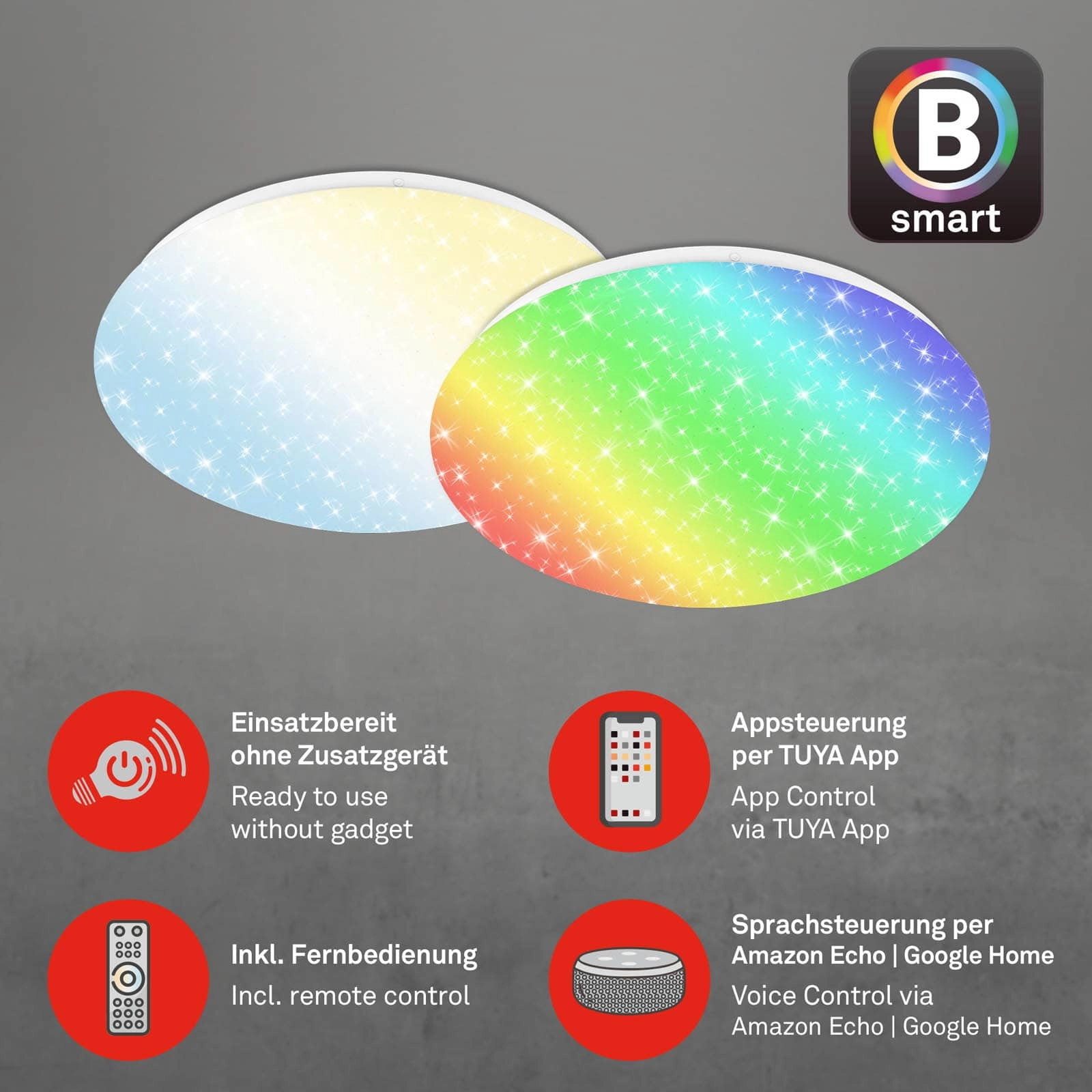 Sternenhimmel CCT RGB LED Deckenleuchte, Ø 33 cm, 21 W, 2200 lm, Weiß