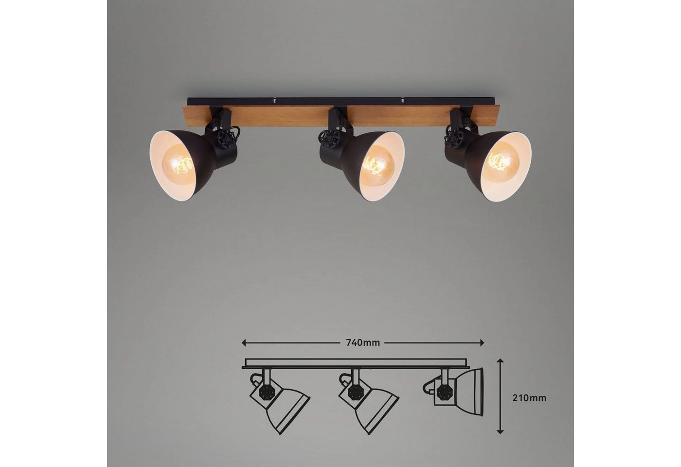 Spotleuchte, 74 cm, max. 60 W, Schwarz