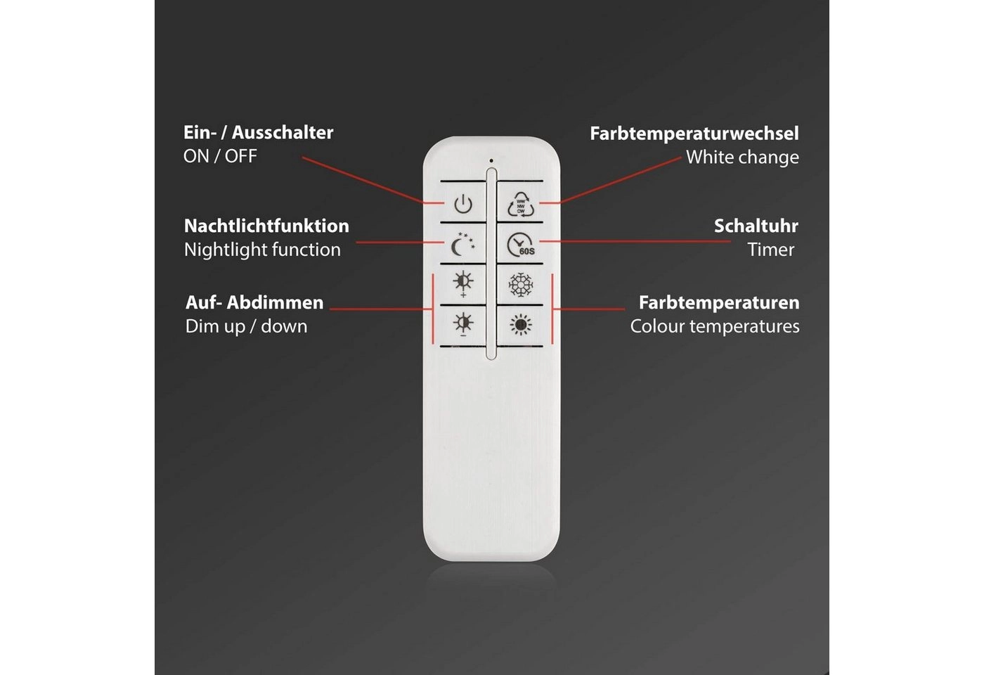 CCT LED Deckenleuchte, Ø 49,5 cm, 25 W, 3000 lm, Matt Nickel-Chrom