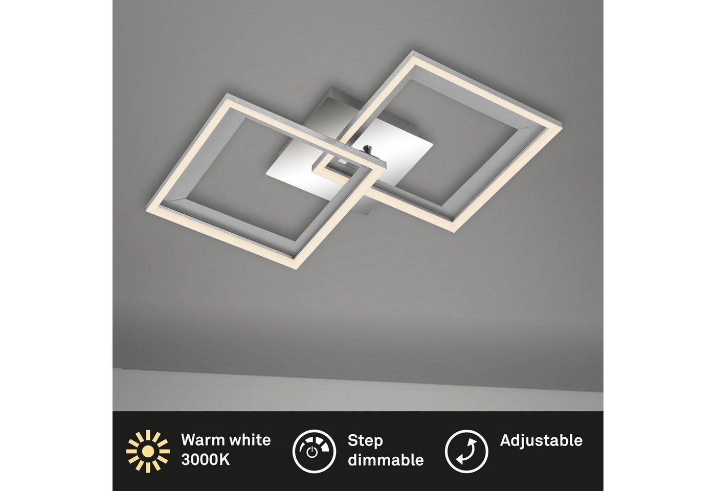 LED Deckenleuchte, 44 cm, LED-Platine, 22 W, 950 lm, alu-chrom