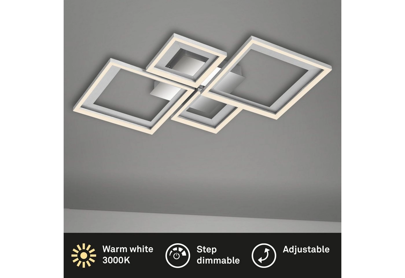 LED Deckenleuchte, 53 cm, LED-Platine, 24 W, 120 lm, alu-chrom