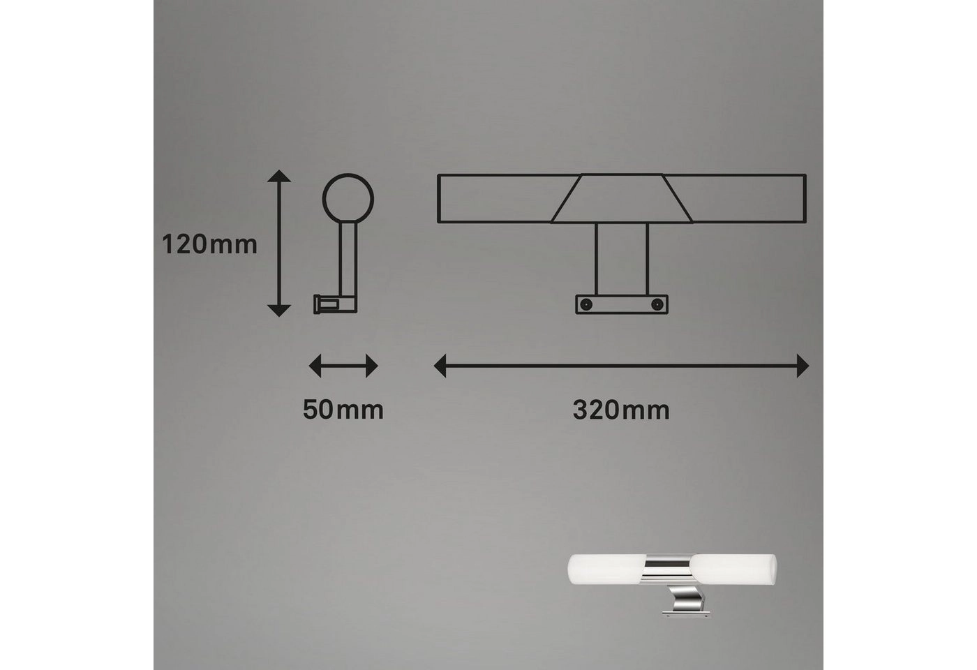 LED Bad-Spiegelleuchte, 32 cm, LED-Modul, 7W, 800 lm, chrom