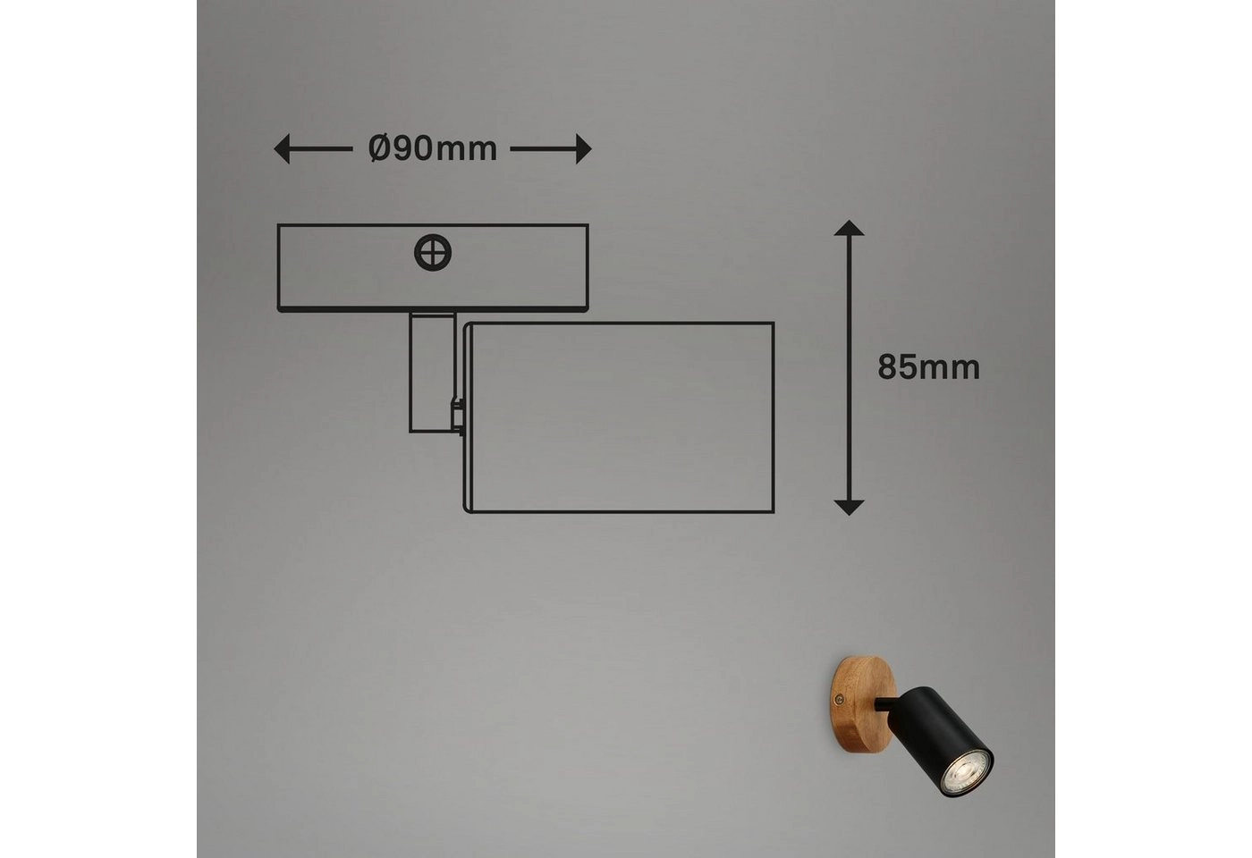 Spot, Ø9 cm, 1x GU10, schwarz