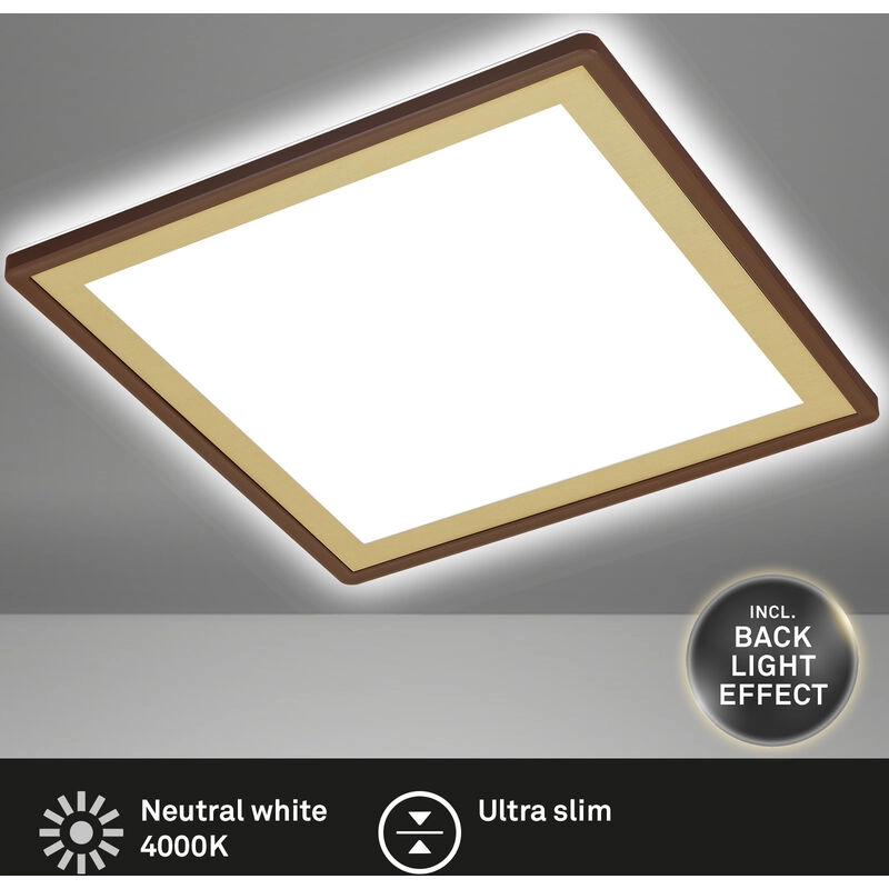 Ultraflaches LED Panel mit LED Backlight, 48 cm, 1x LED, 18 W, 2400 lm, braun-gold