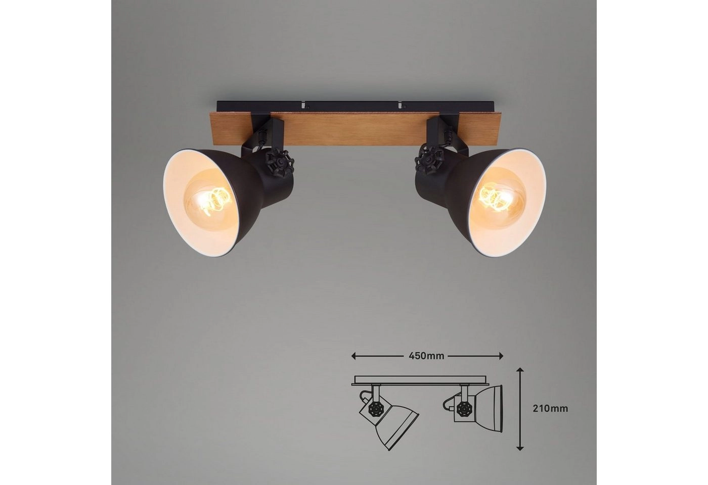 Spotleuchte, 45 cm, max. 60 W, Schwarz