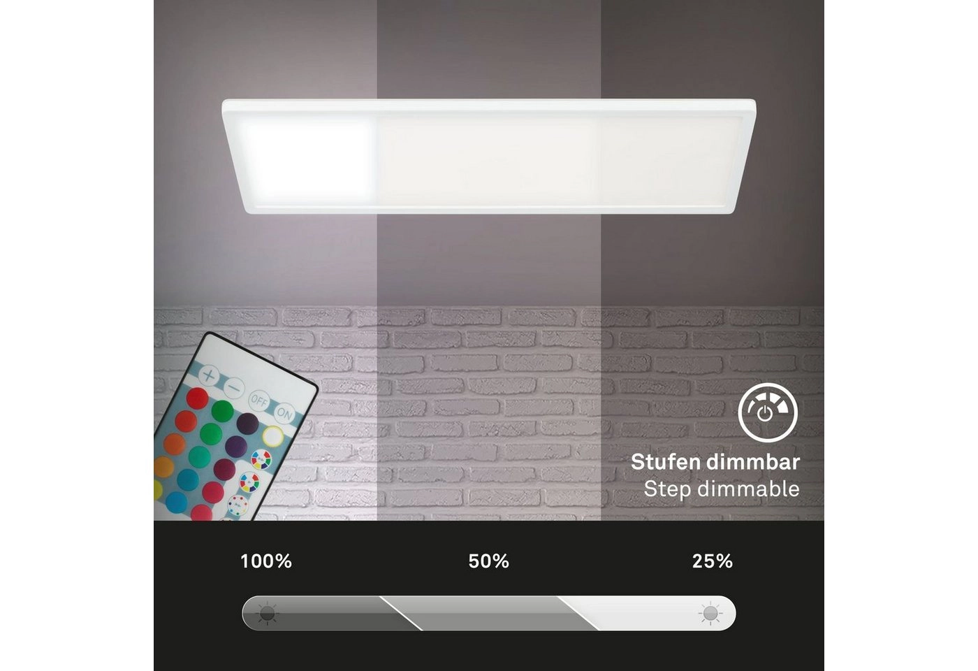 Ultraflaches RGB/W-LED Panel mit Backlight, 42 cm, 1x LED, 22 W, 3000 lm, weiß