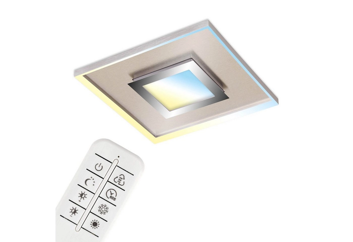 CCT LED Deckenleuchte, 50 cm, 30 W, 3600 lm, Matt Nickel-Chrom