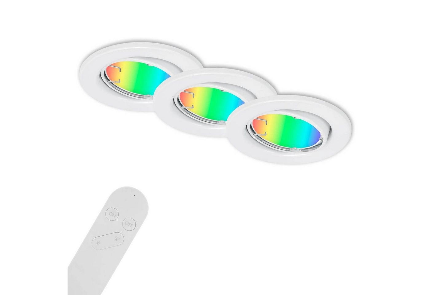 3er Set CCT RGB Einbauleuchte, Ø 8,6 cm, 4,9 W, 400 lm, Weiß