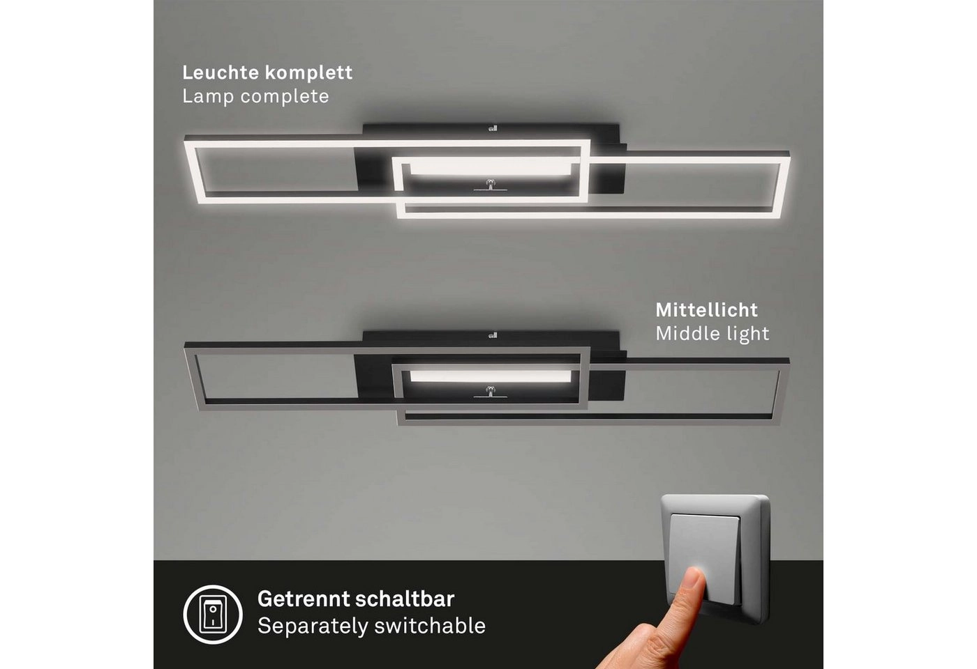 LED Deckenleuchte, 82,7 cm, 40 W, 4400 lm, Schwarz