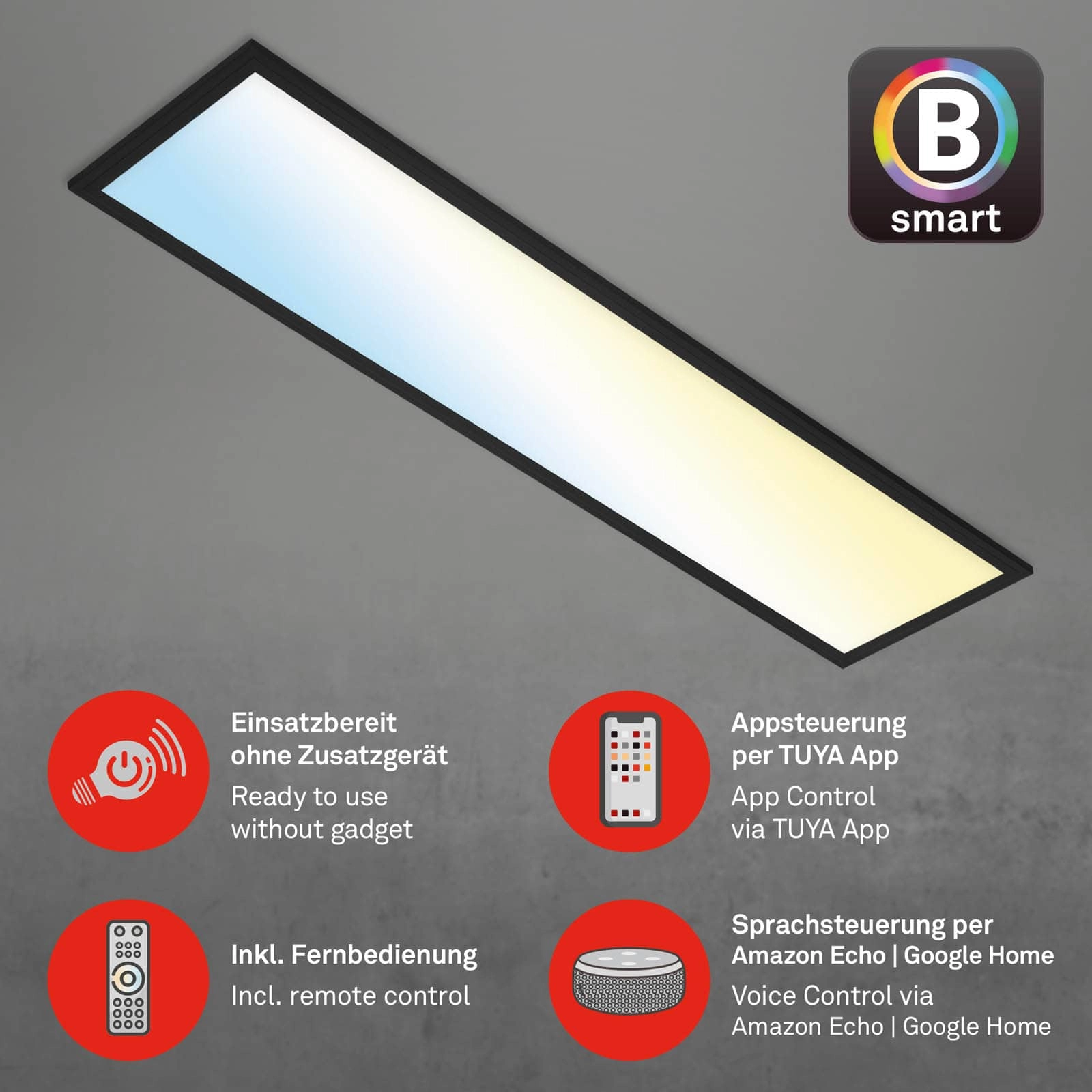 CCT LED Panel, 100 cm, 28 W, 3000 lm, Schwarz
