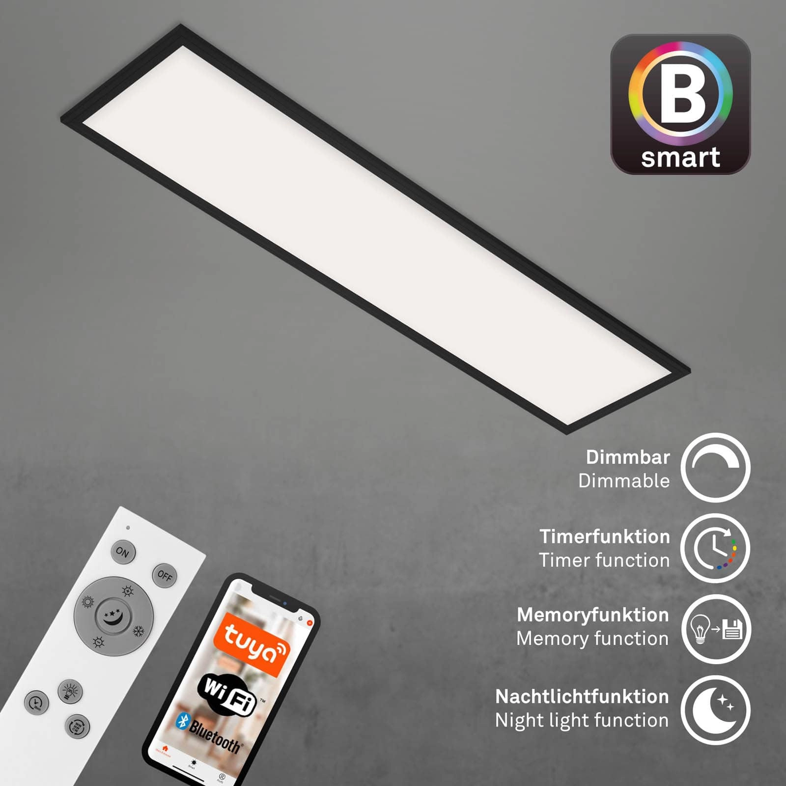 CCT LED Panel, 100 cm, 28 W, 3000 lm, Schwarz