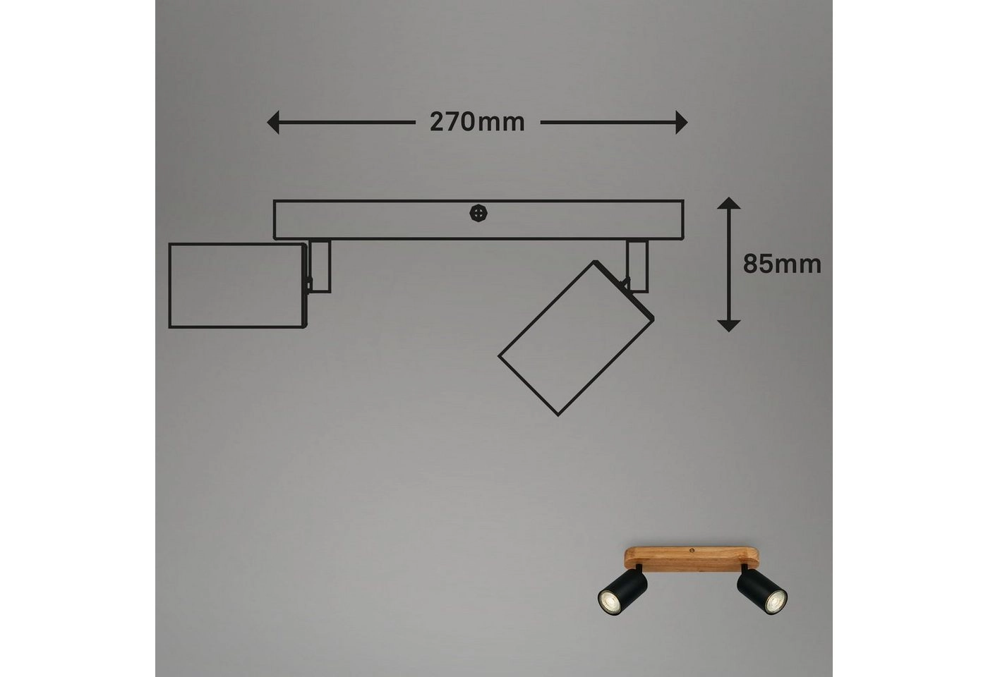 Spotleuchte, 27 cm, 2x GU10, schwarz