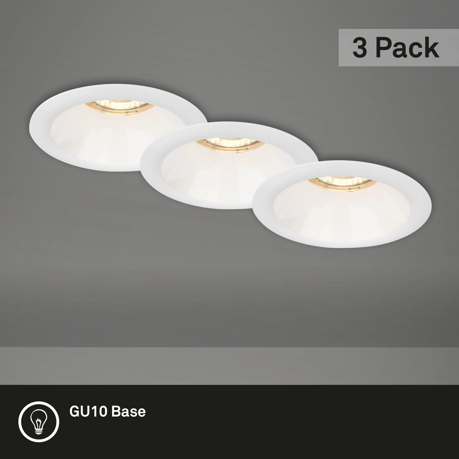 Einbauleuchten-Set, Ø9,5 cm, 3x GU10, weiß
