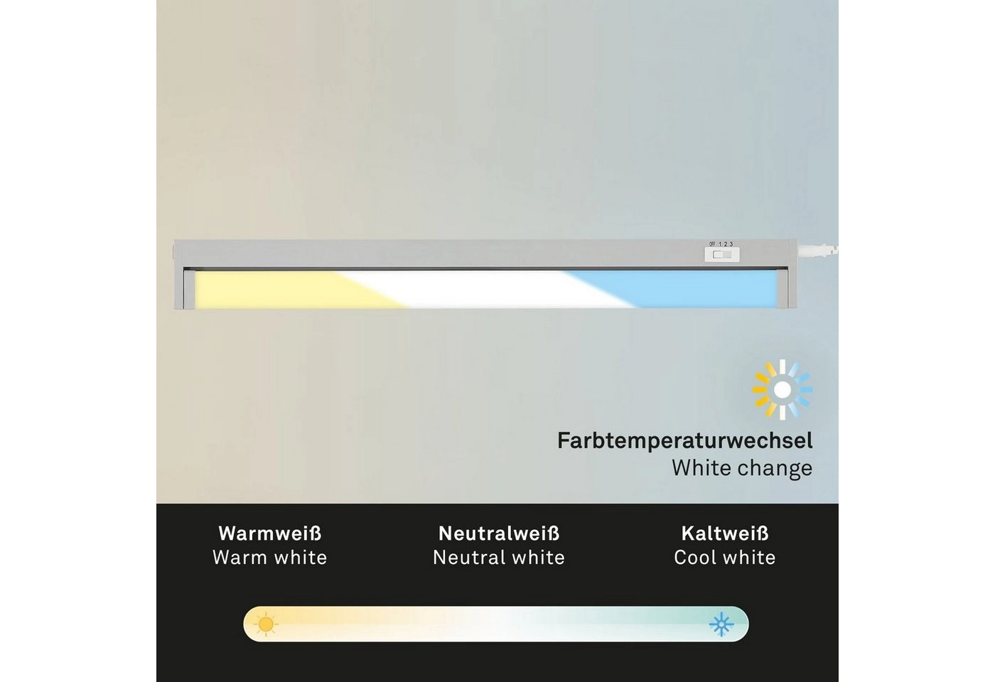 LED Unterbauleuchte, 54,5 cm, LED-Platine, 6,5 W, silber