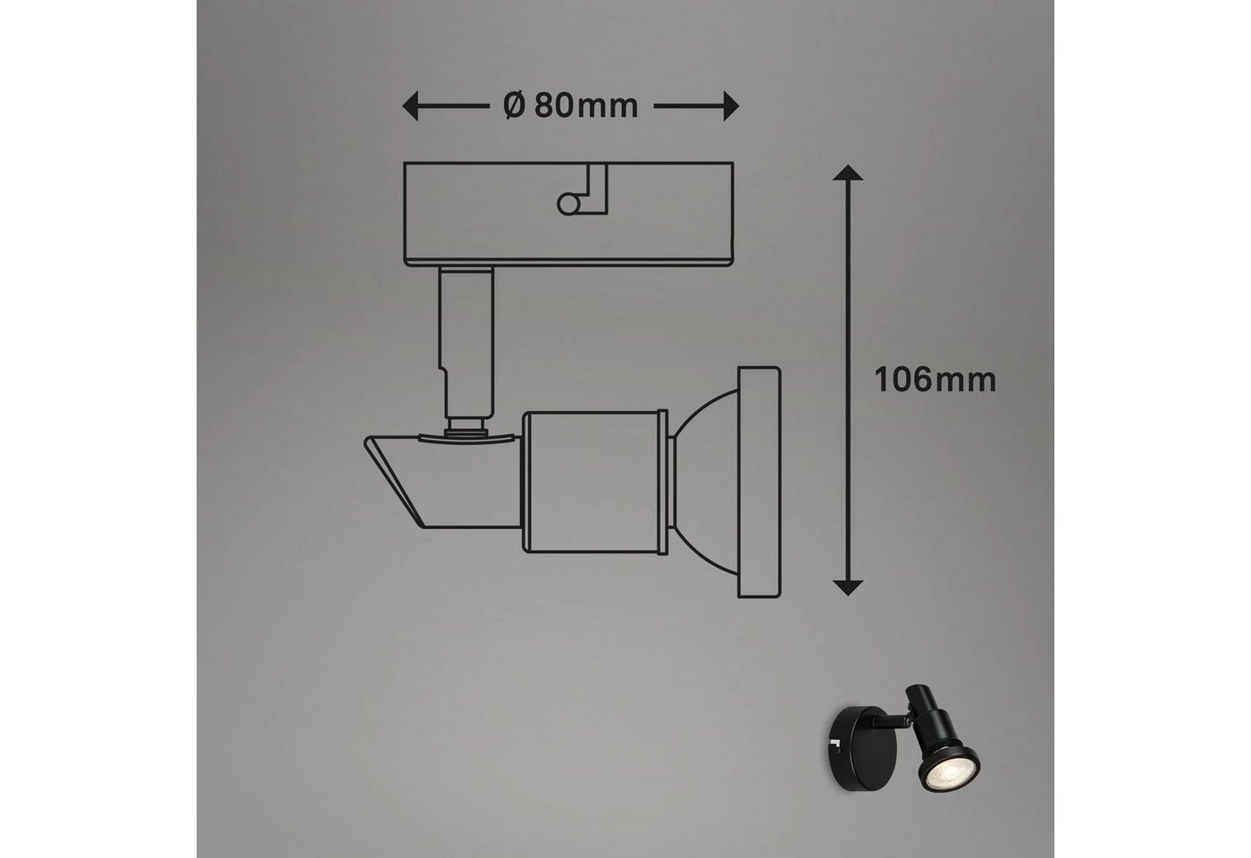 LED Spotleuchte, Ø12,5 cm, 1x GU10, 4,8W, 400 lm, schwarz