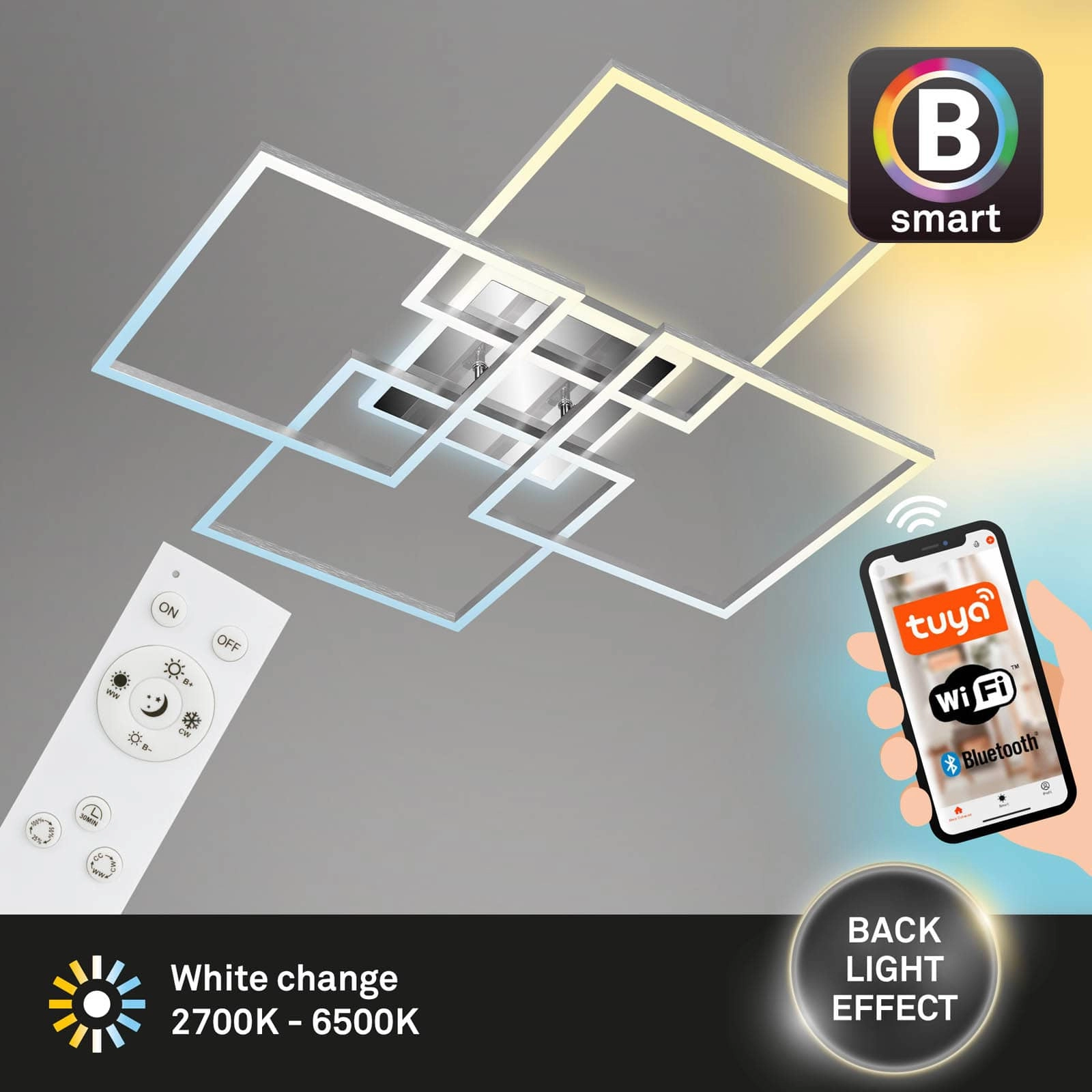 CCT LED Deckenleuchte, 72,4 cm, 50 W, 5500 lm, Aluminium