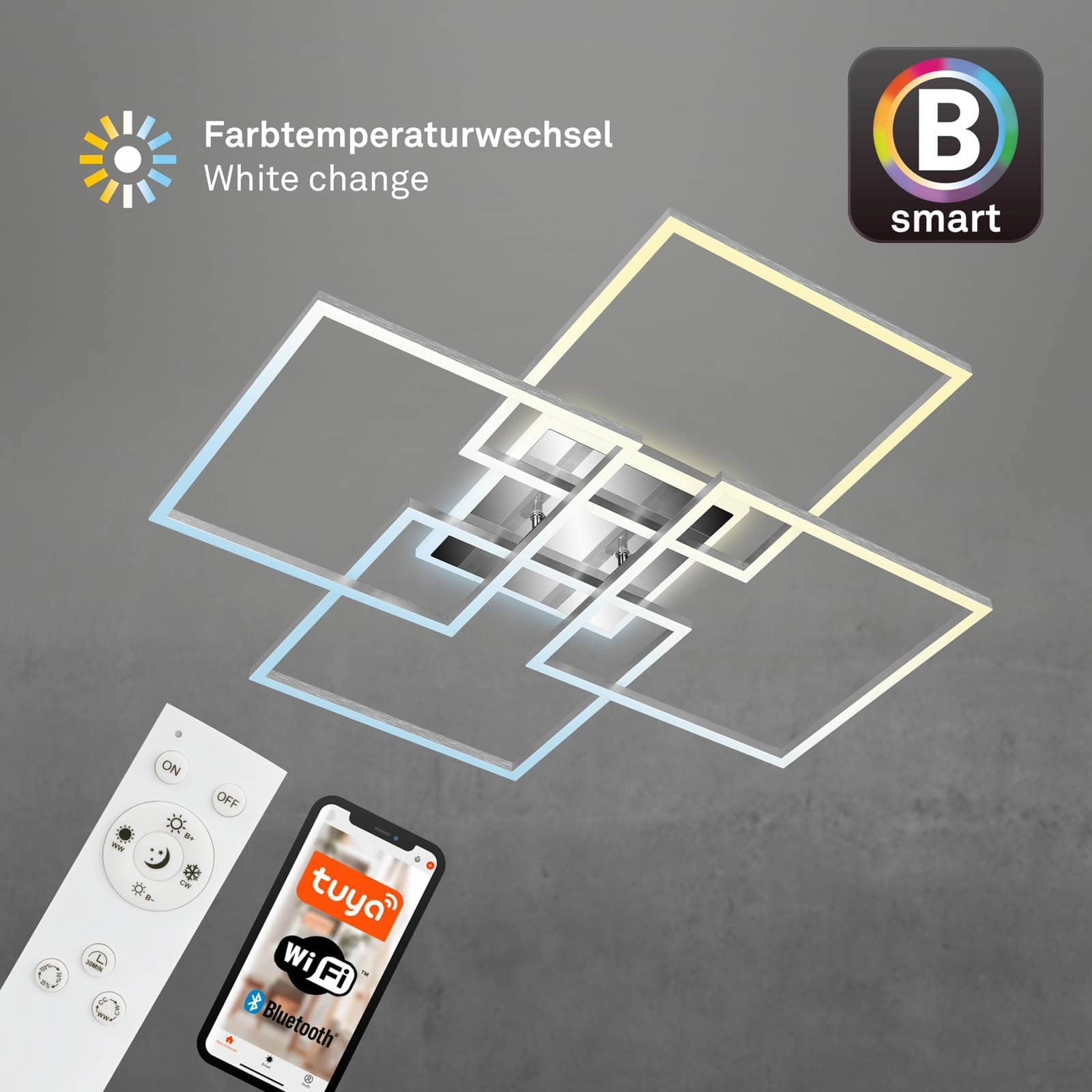 CCT LED Deckenleuchte, 72,4 cm, 50 W, 5500 lm, Aluminium