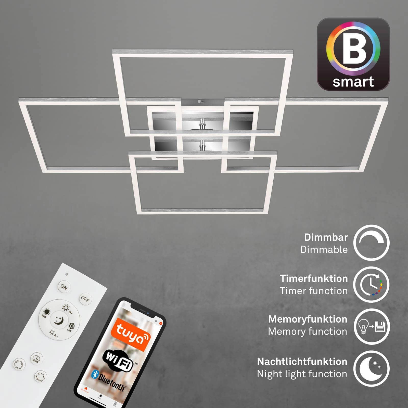 CCT LED Deckenleuchte, 72,4 cm, 50 W, 5500 lm, Aluminium