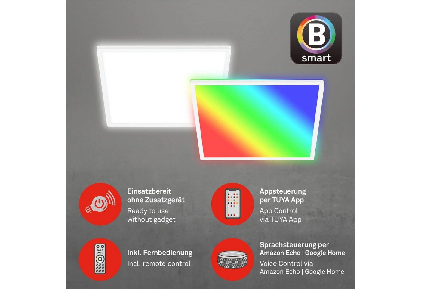 B smart RGB/W-LED Panel, 42 cm, LED-Platine, 22 W, 2700 lm, weiß