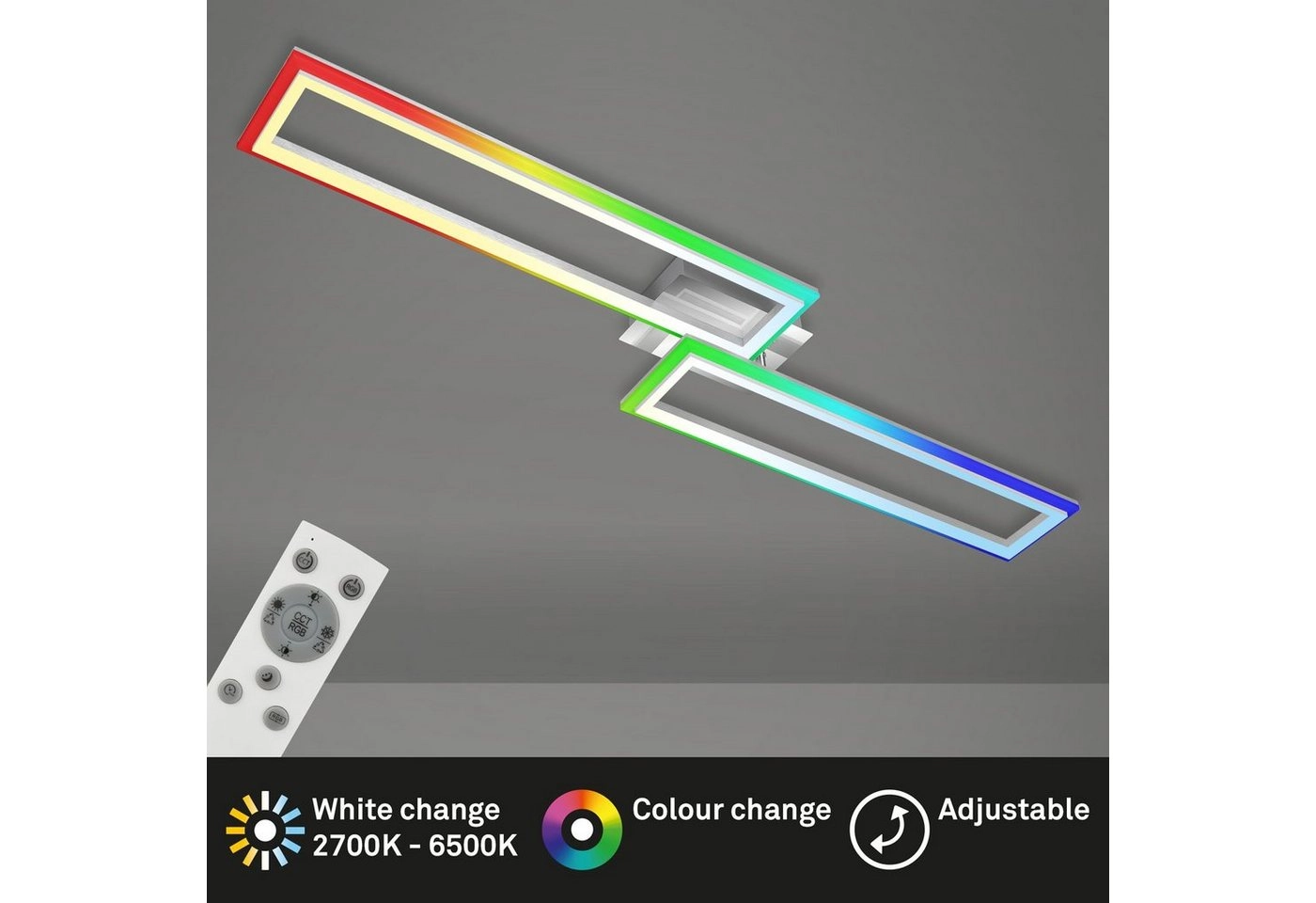 RGB CCT LED Deckenleuchte, 110 cm, LED-Platine, 44 W, 4400 lm, alu-chrom