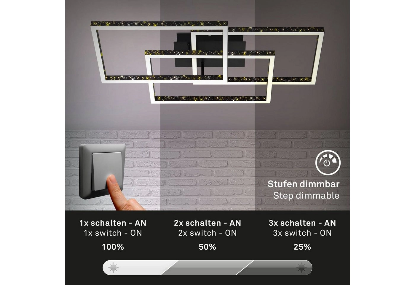 LED Deckenleuchte, 52 cm, LED-Platine  57 W, 5700 lm, schwarz