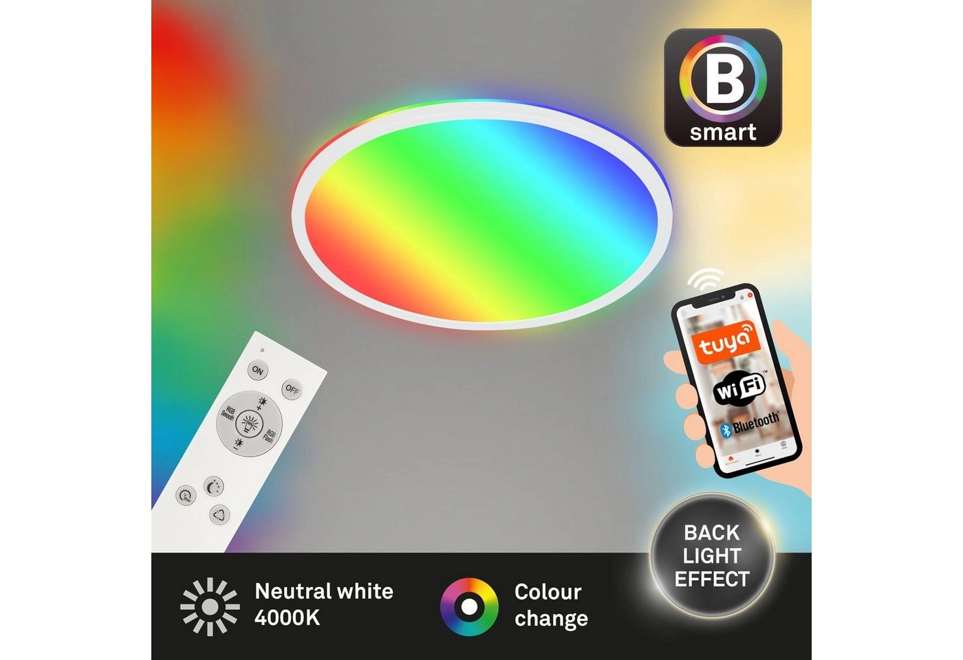 B smart RGB/W-LED Panel, Ø 42 cm, LED-Platine, 22 W, 2700 lm, weiß