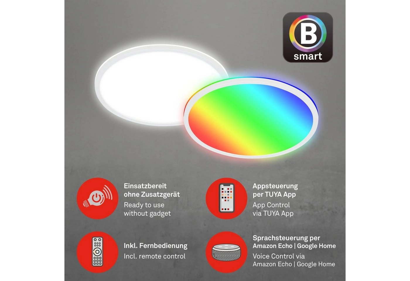 B smart RGB/W-LED Panel, Ø 42 cm, LED-Platine, 22 W, 2700 lm, weiß