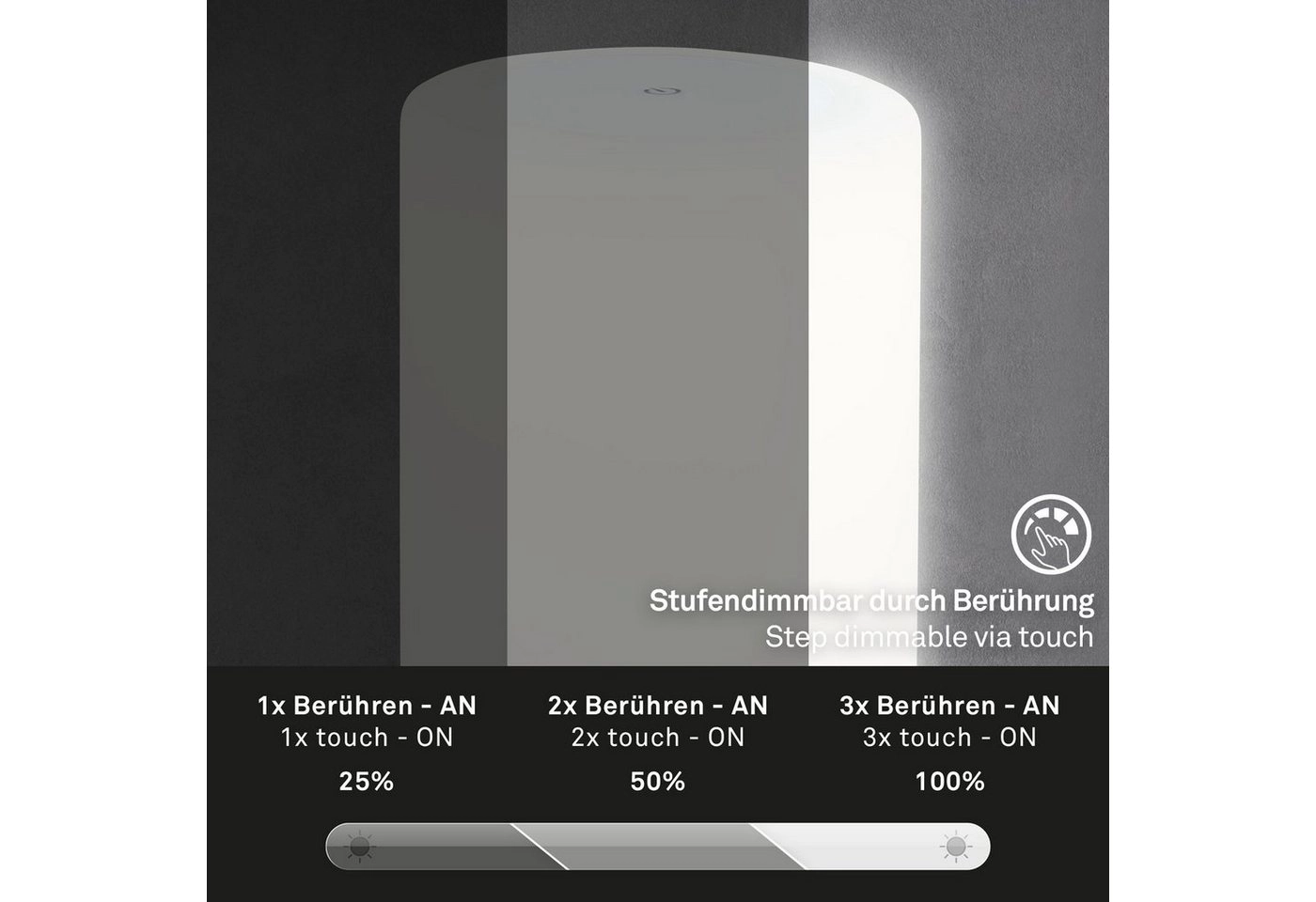 LED Akku Tischleuchte, Ø12,5 cm, LED-Modul,  3W, 350 lm, schwarz