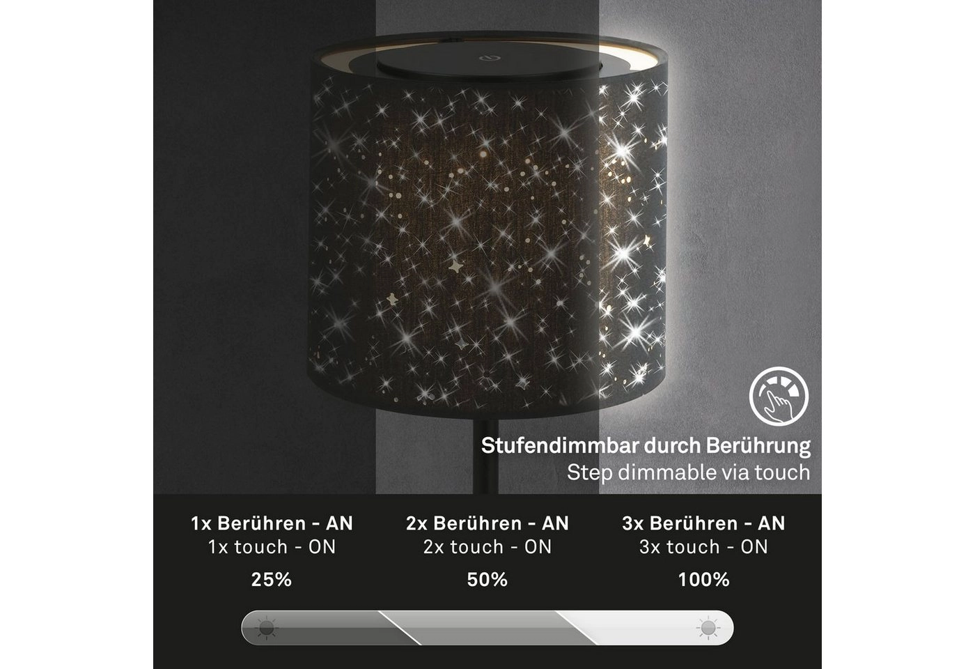 LED Akku Tischleuchte, Ø12,5 cm, LED-Modul,  3W, 350 lm, schwarz